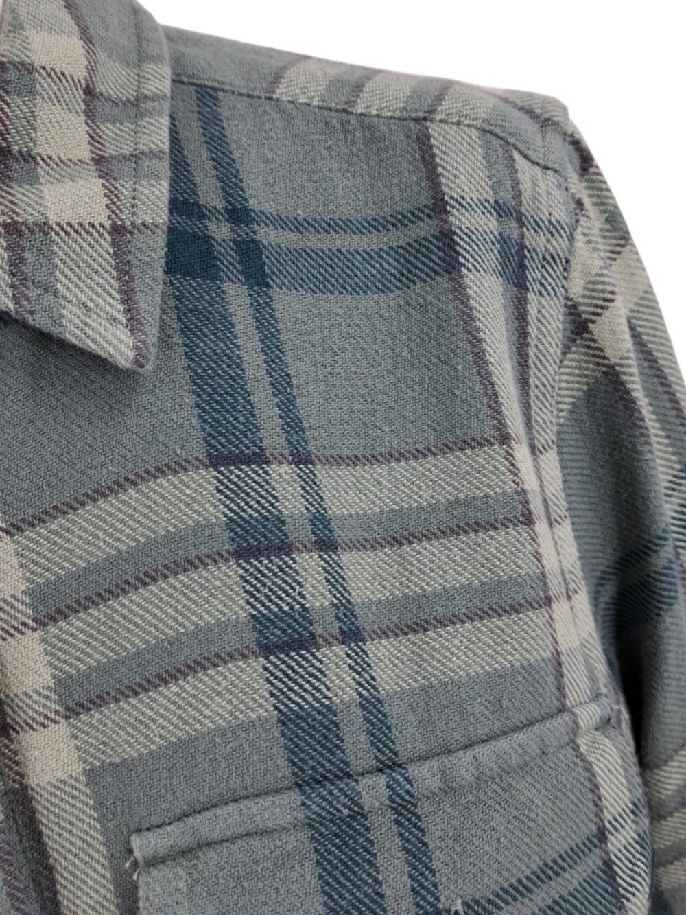 The Normal Brand Womens Plain Flannel Button Up Shirt Size XS Green Blue Pockets - Picture 3 of 12